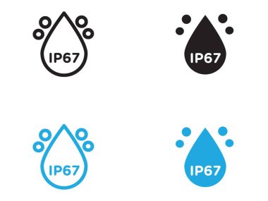 IP67 waterproof icon vector line logo mark or symbol set collection outline style clipart