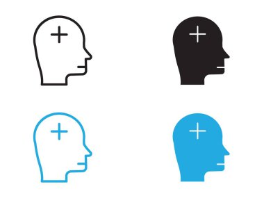 Zihinsel sağlık simgesi (2) vektör çizgisi logosu veya sembol kümesi koleksiyon özet biçimi