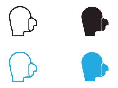 Oksijen maskesi ikon vektör çizgisi logosu olan kişi ya da sembol koleksiyon taslak biçimini ayarla