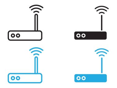 router simgesi vektör çizgisi logosu veya sembol koleksiyon taslak biçimi