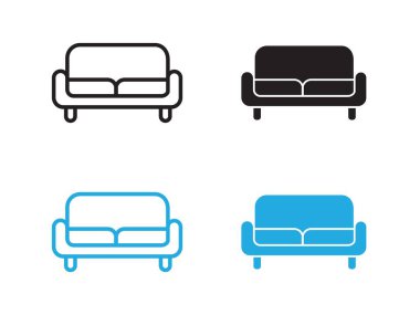 kanepe simgesi vektör çizgisi logosu veya sembol koleksiyon taslak biçimi