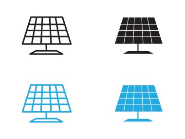 Güneş panelleri simge vektör çizgisi logosu veya sembol koleksiyon özet biçimi