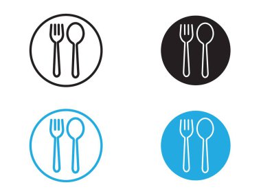 kaşık ve çatal simgesi vektör çizgisi logosu veya sembol koleksiyon özet biçimi