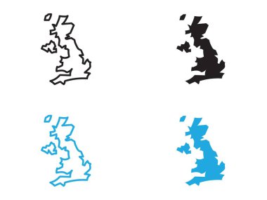 Birleşik Krallık harita ikon vektör çizgisi logo işareti veya sembol koleksiyon özet biçimi