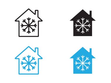 Cool ev simgesi vektör çizgisi logosu veya sembol koleksiyon taslak biçimi