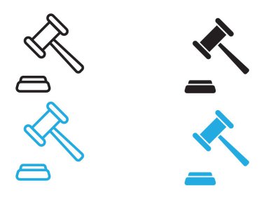Gavel simge vektör çizgisi logosu veya sembol koleksiyon özet biçimi