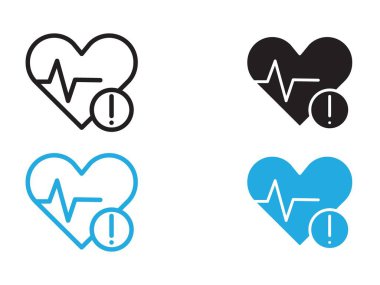 Kalp krizi ikon vektör çizgisi logosu veya sembol koleksiyon özet biçimi