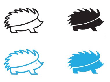 Hegdehog simgesi (2) vektör çizgisi logosu veya sembol kümesi koleksiyon taslak biçimi