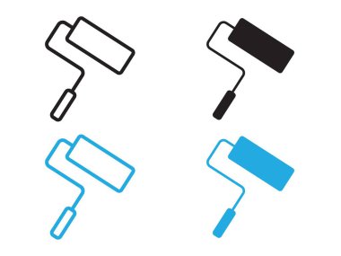 boya silindirli ikon vektör çizgisi logosu veya sembol koleksiyon taslak biçimi