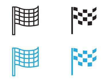 Yarış bayrak ikonu vektör çizgisi logosu veya sembol koleksiyon özet biçimi