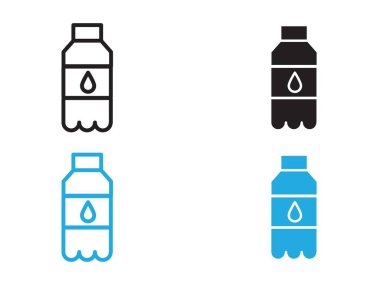 Su şişesi ikon vektör çizgisi logosu veya sembol koleksiyon taslak biçimi