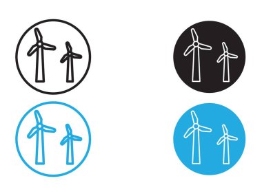 Rüzgar enerji santrali ikon vektör çizgisi logo işareti veya sembol koleksiyon özet biçimi