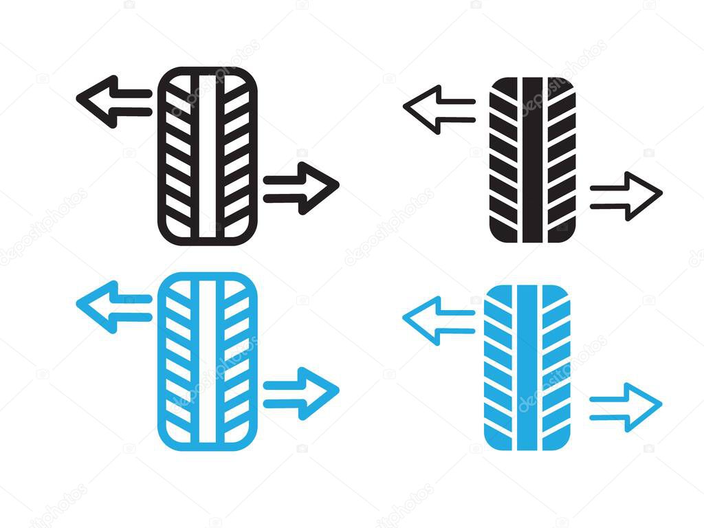 Wheel alignment icon vector line logo mark or symbol set collection outline style