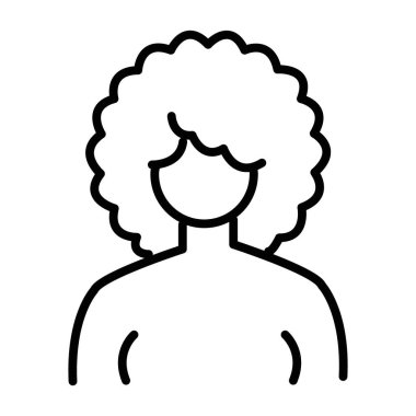 Afro-Amerikalı kadın ya da kız simgesi ince çizgi ana hatları ve doğrusal vektör işareti şeklinde ayarlandı