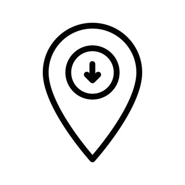 İnce çizgi çizgisi biçimi ve doğrusal vektör işareti ile GPS haritası konumu simgesi indir