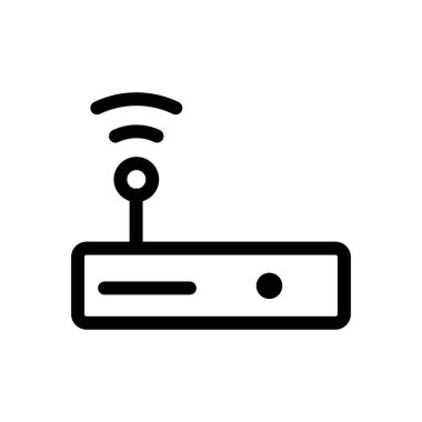 router simgesi ince çizgi ana hatları ve doğrusal vektör işareti ile ayarlandı