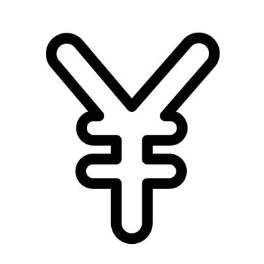 Yen işareti simgesi ince çizgi çizgisi biçimi ve doğrusal vektör işareti ile ayarlandı