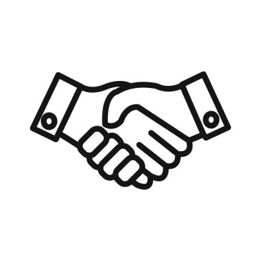 İş anlaşması el sıkışma simgesi doğrusal vektör grafik imzası veya web uygulaması ui için sembol