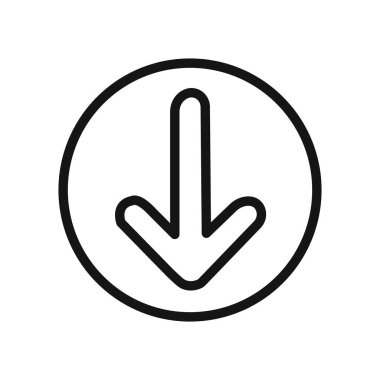 Red Down ok simgesi doğrusal vektör grafik işareti veya web uygulaması ui için sembol