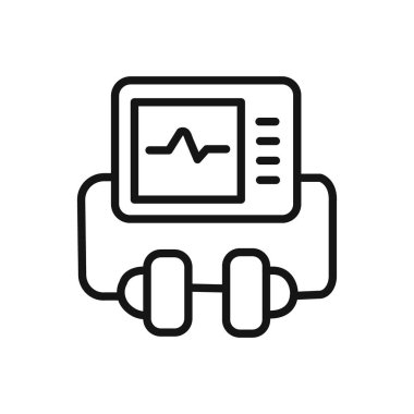 Web uygulaması ui için defibrilatör simgesi doğrusal vektör grafik imzası veya sembol setini kurtarın