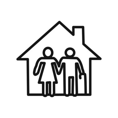 Emeklilik evi simgesi doğrusal vektör grafik işareti veya web uygulaması ui için sembol