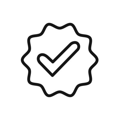 Doğrulanmış rozet simgesi doğrusal vektör grafik işareti veya web uygulaması ui için sembol