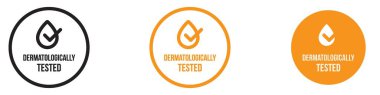 Düz vektör içinde dermatolojik olarak test edilmiş web tasarım logosu koleksiyonu