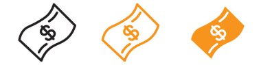 Dolar banknotu para simgesi web tasarım logosu koleksiyonu düz vektör içinde