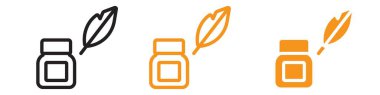 Düz vektör içinde mürekkep ve quill simgesi web tasarım logosu koleksiyonu
