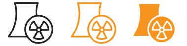 Nükleer santral simgesi web tasarım logosu düz vektör içinde toplanıyor