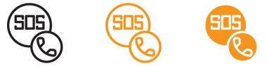 SOS Acil Durum simgesi web tasarım logosu koleksiyonu düz vektör olarak ayarlandı