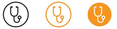 Stetoskop simgesi web tasarım logosu koleksiyonu düz vektör olarak ayarlandı