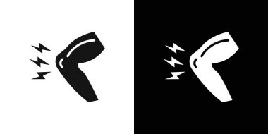 Akut diz ağrısı simgesi simgesi işaret vektör ana hatları siyah ve beyaz