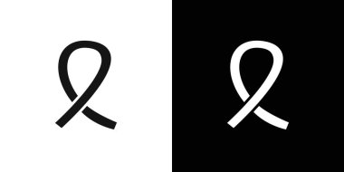 Farkındalık kurdele simgesi logo işareti vektör ana hatları siyah ve beyaz