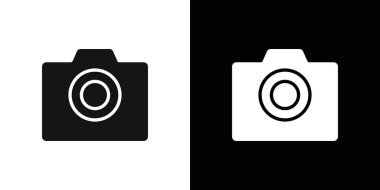 Kamera simgesi logo işareti vektör ana hatları siyah ve beyaz