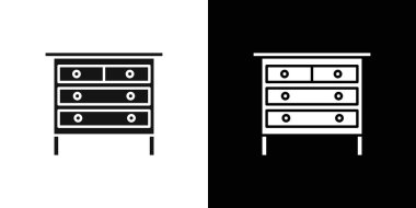 Çekmece simgesi simgesi simgesi işareti vektör ana hatları siyah ve beyaz