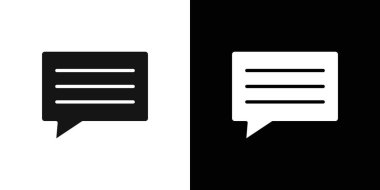 Yorum simgesi logo işareti vektör ana hatları siyah ve beyaz