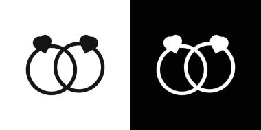 Çift Halkası simgesi simgesi işareti vektör ana hatları siyah ve beyaz