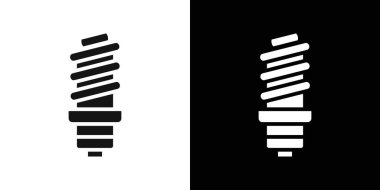 Enerji verimliliği ampul simgesi logo işareti vektör ana hatları siyah ve beyaz