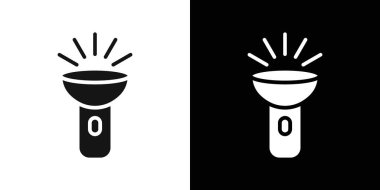 El feneri simgesi logo işareti vektör ana hatları siyah ve beyaz