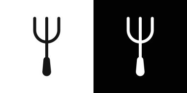 Bahçe çatalı logo işareti vektör ana hatları siyah ve beyaz