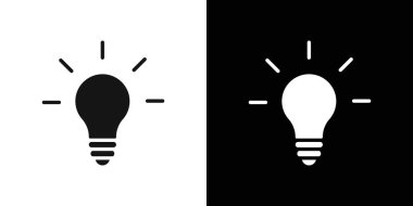 Ampul simgesi simgesi işareti vektör ana hatları siyah ve beyaz