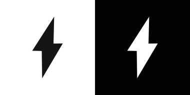 Şimşek simgesi logo işareti vektör ana hatları siyah ve beyaz