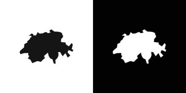 İsviçre simgesi logosu haritası siyah ve beyaz renkte vektör ana hatları