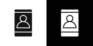 Mobil kullanıcı simgesi logo işareti vektör ana hatları siyah ve beyaz