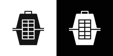 Evcil hayvan kafesi simgesi logo işareti vektör ana hatları siyah ve beyaz