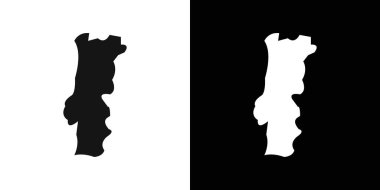 Portekiz harita simgesi logo işareti vektör ana hatları siyah ve beyaz