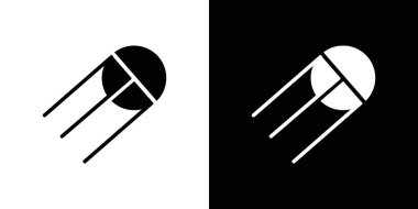 Uydu aygıtı simgesi logo işareti vektör ana hatları siyah ve beyaz