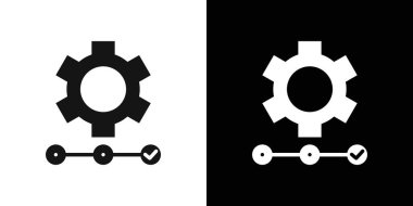 Tedarik zinciri logo işareti vektör ana hatlarını siyah ve beyaz olarak belirle