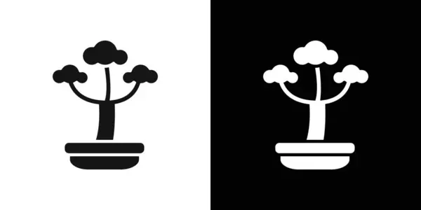 Stock vector japanese bonsai icon logo sign vector outline in black and white color